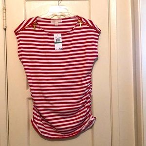 Michael Kors summer top with gold zipper accents